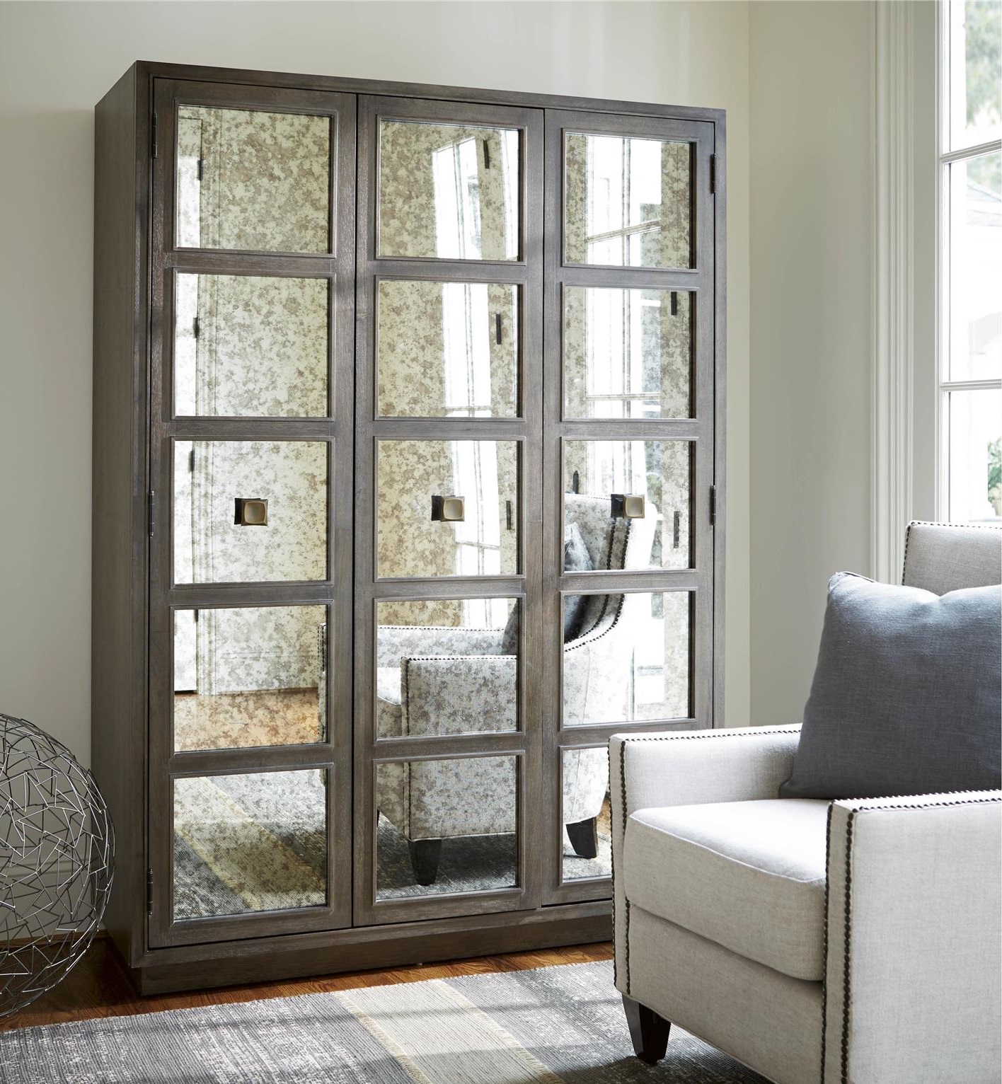 Playlist Antique Mirrored Armoire Wardrobe