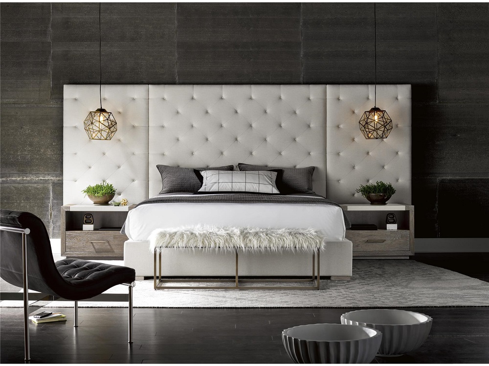 Extended Headboard Fabric Platform Bed