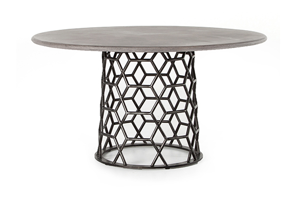 Arden Concrete Top Metal Pedestal Round Dining Table 54"