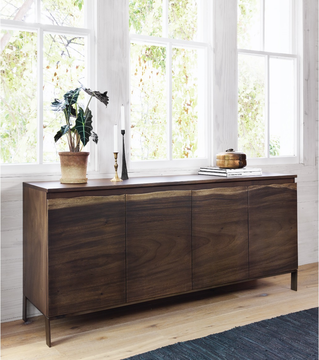 Live Edge Solid Wood 4 Door Buffet Sideboard 70"