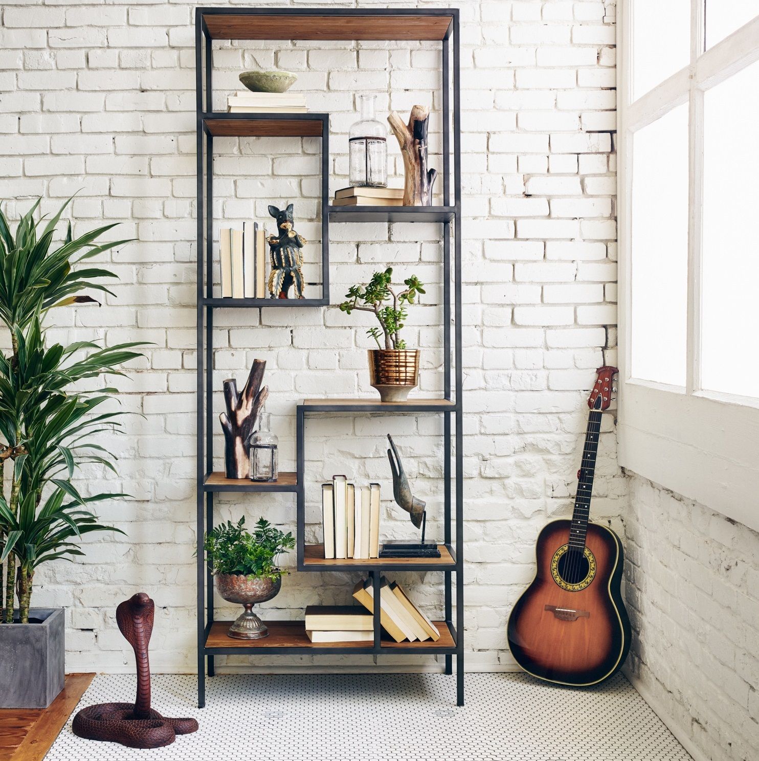 Reclaimed Pine + Iron Bookcase