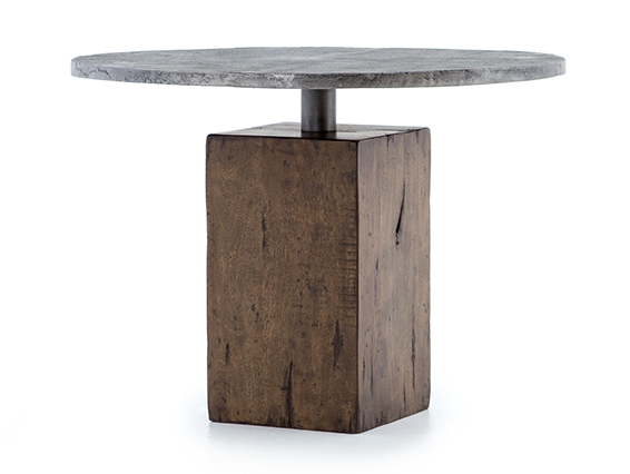 Boomer Rustic Industrial Wood Block Pedestal Bistro Table 42"