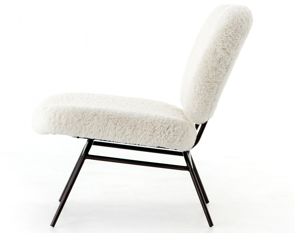 Caleb Ivory Angora Fur Accent Chair