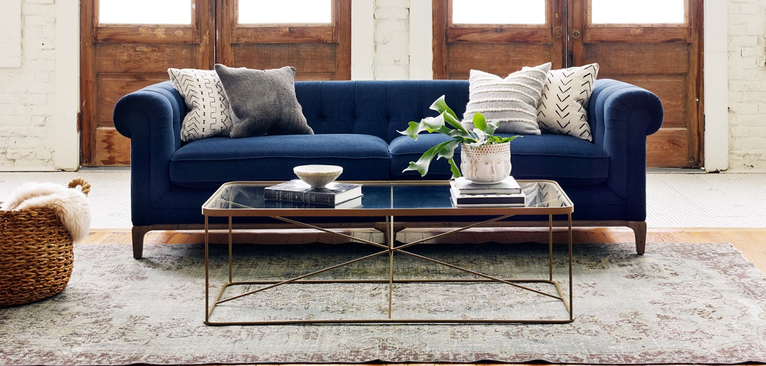 Blue Navy Tufted French Sofa