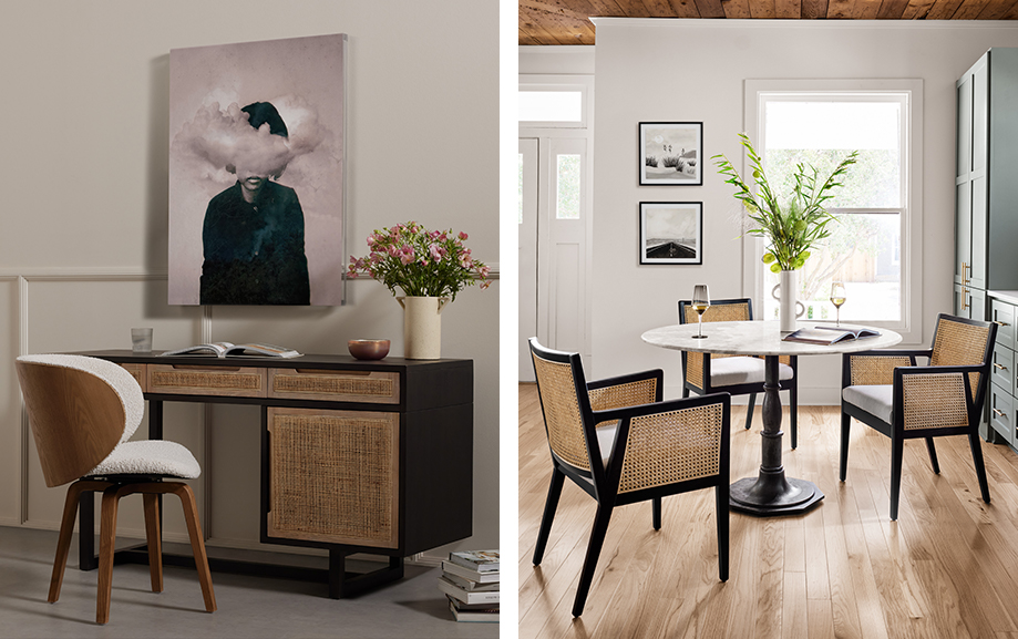 Cane chairs outlet living room