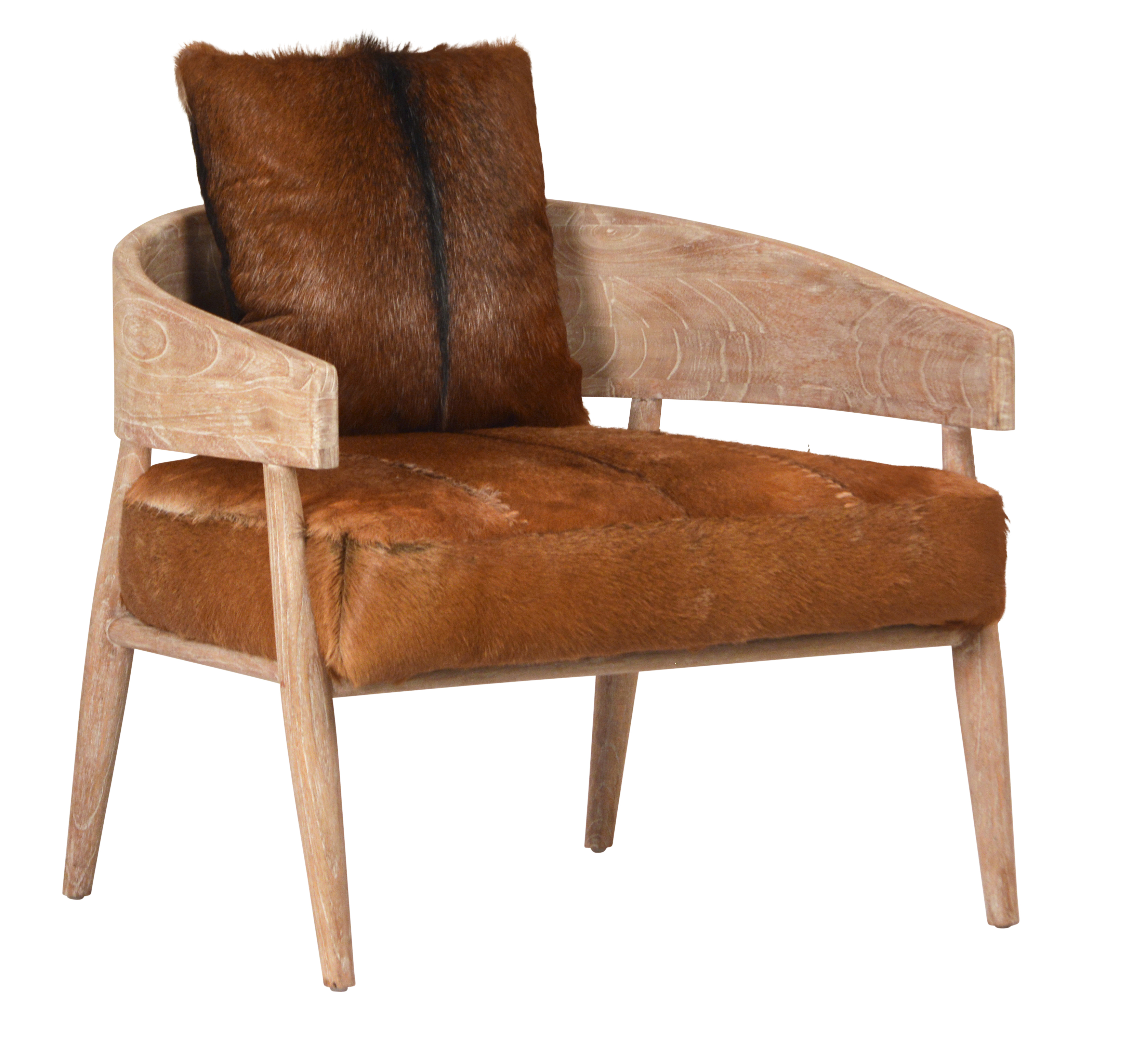 Melli Brown Goat Hide Curved Back Lounge Chair