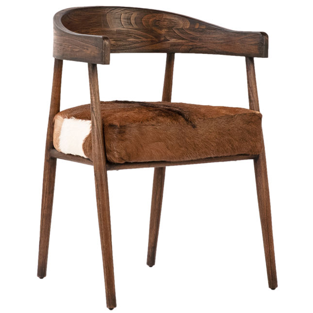 Damon Brown Goat Hide Curved Back Arm Chair