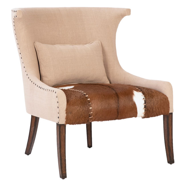 Petite Goat Hide Wingback Chair