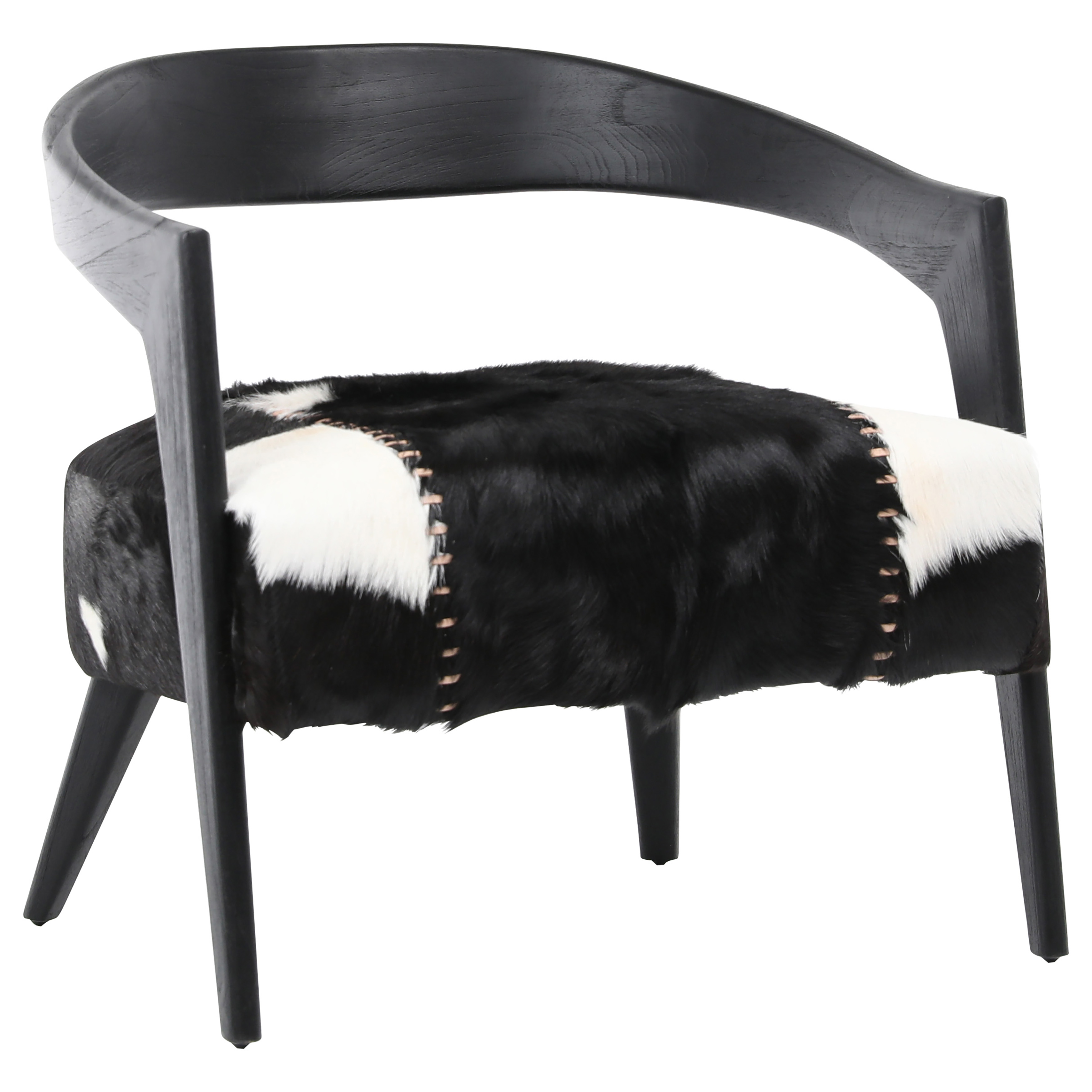 Kismet Barrel Back Black Goat Hide Lounge Chair