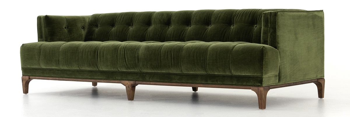 Dylan Mid-Century Modern Olive Green Velvet Tufted Sofa