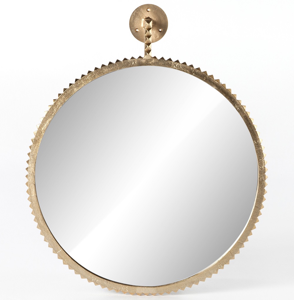 Cru Cast Aluminum Aged Gold Round Wall Mirror