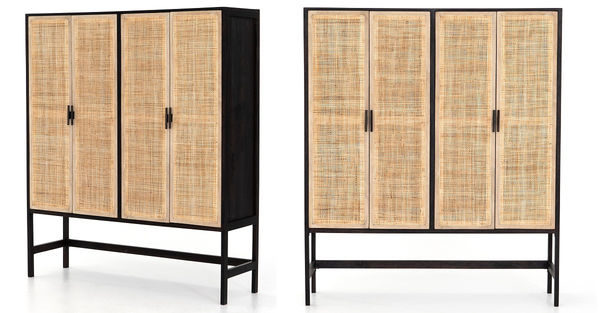 Audrey Woven Wicker 4 Door Storage Cabinet