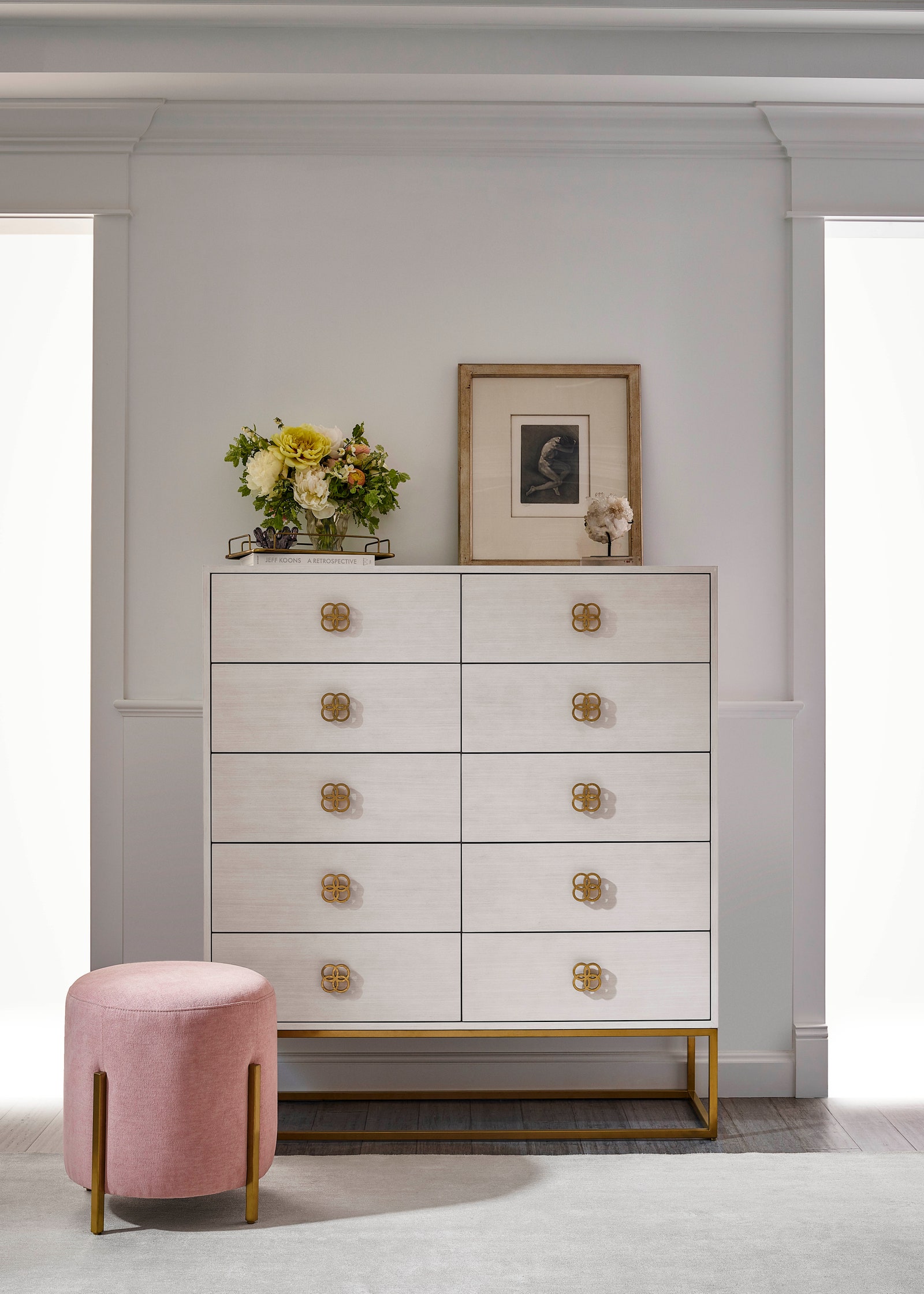 Peony Gold + White 10 Drawers Chest