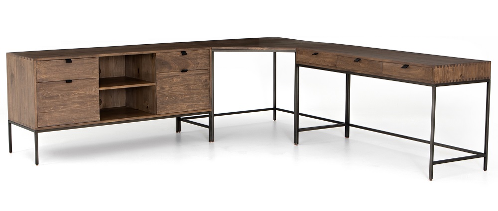 Fulton Trey Industrial Modular Desk Set with Filing Credenza