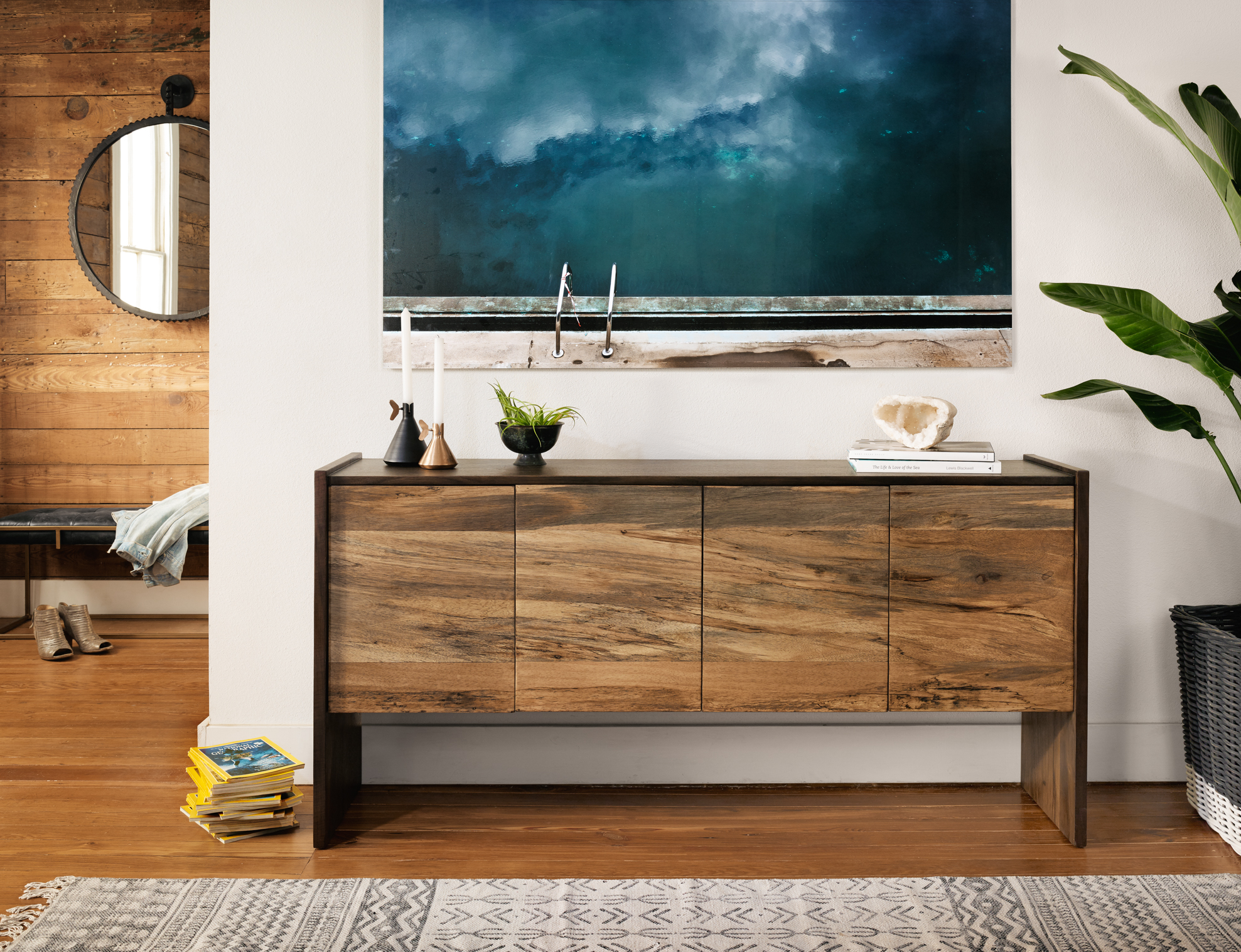 Isla Spalted Primavera Wood 4 Door High Sideboard