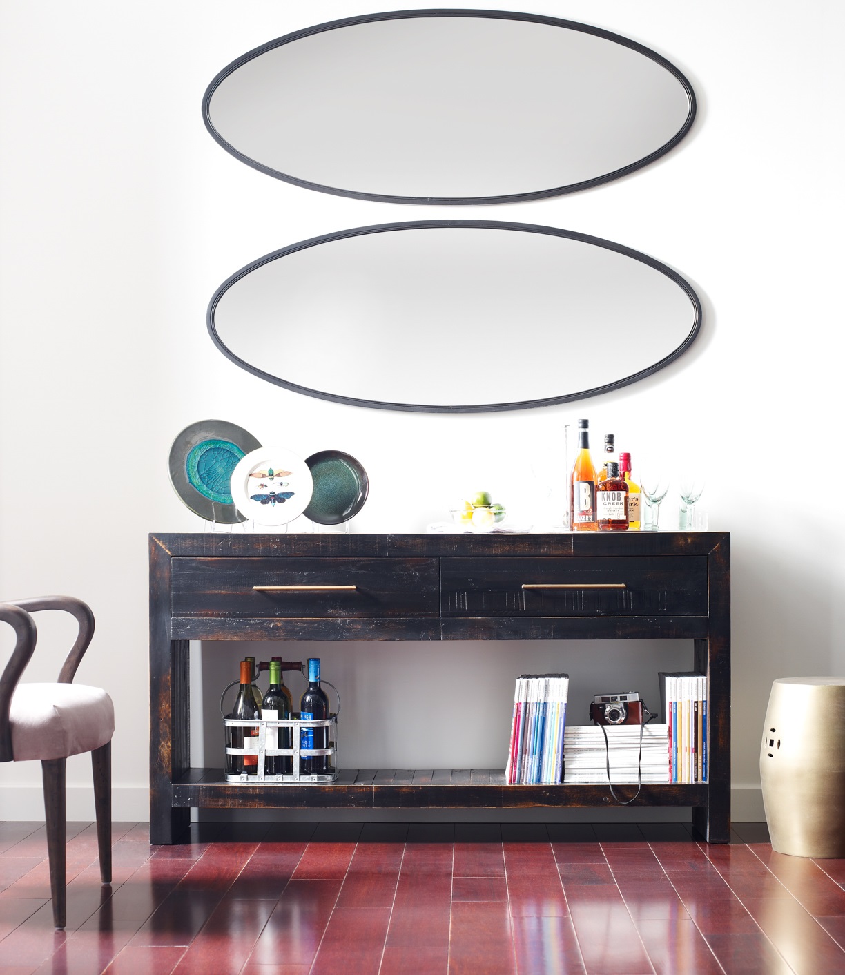 Suki Burnished Black Reclaimed Pine Wood Console Table